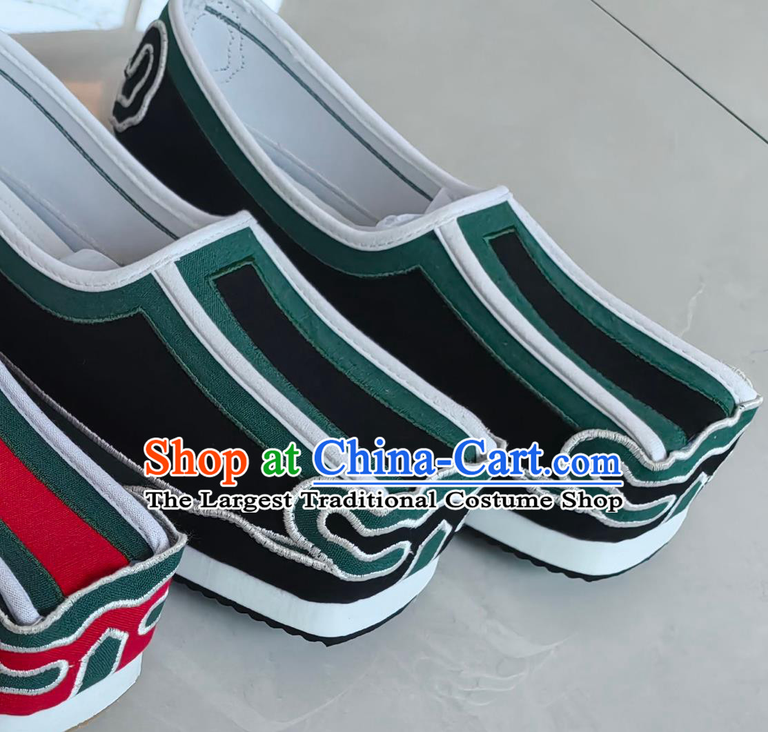 Traditional Hanfu Linen Shoes Ancient Chinese Scholar Black Square Top Shoes China Ming Dynasty Shoes