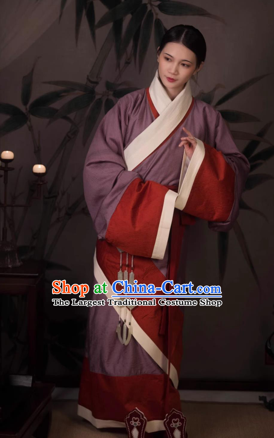 Traditional Hanfu Curving Front Robe Ancient China Court Woman Clothing Chinese Travel Photography Costume