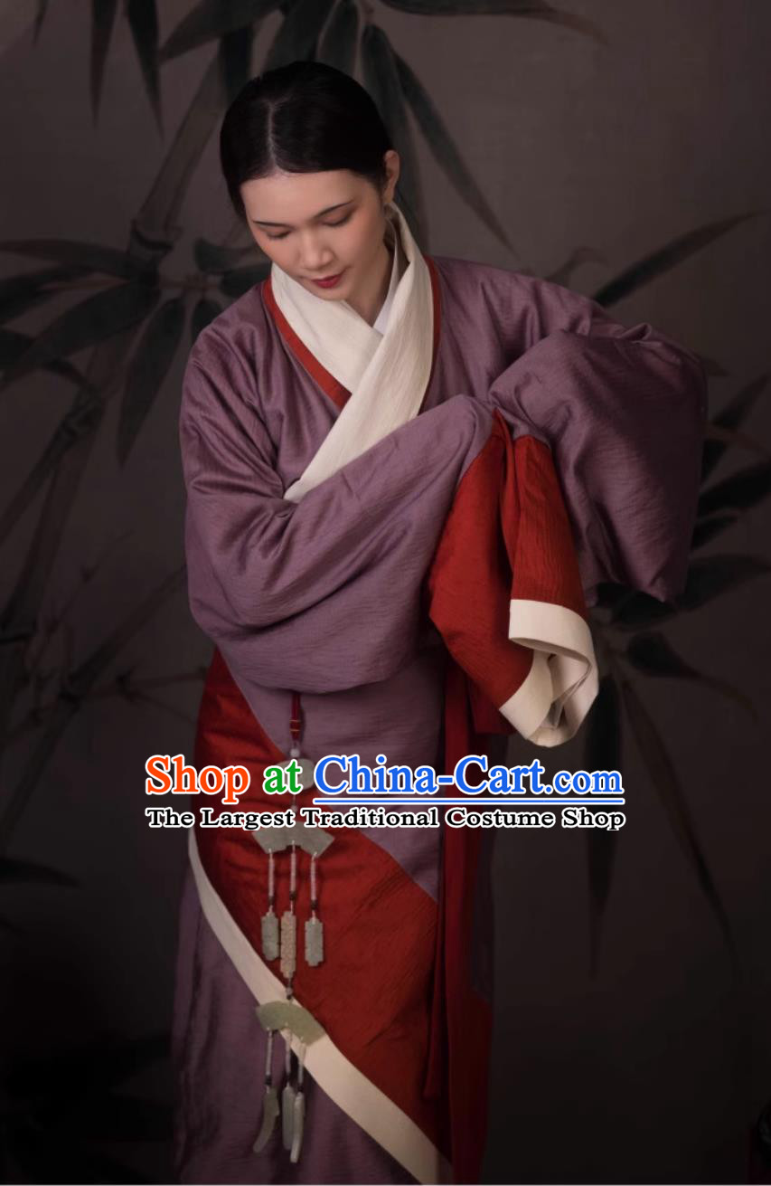 Traditional Hanfu Curving Front Robe Ancient China Court Woman Clothing Chinese Travel Photography Costume