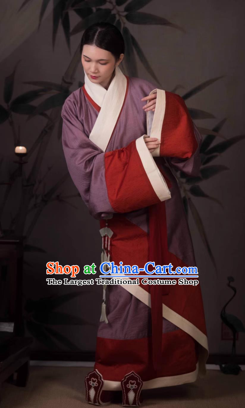 Traditional Hanfu Curving Front Robe Ancient China Court Woman Clothing Chinese Travel Photography Costume