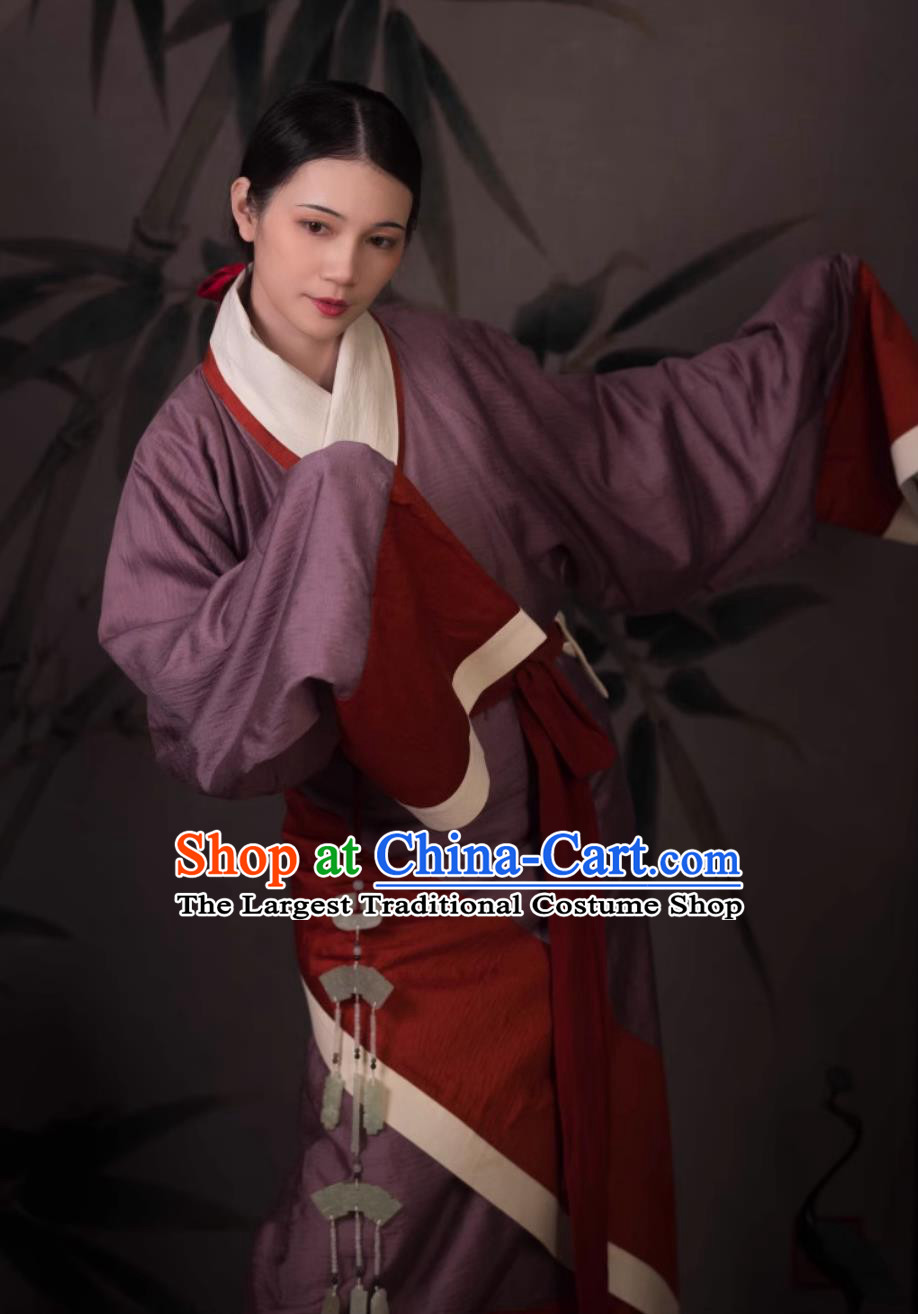 Traditional Hanfu Curving Front Robe Ancient China Court Woman Clothing Chinese Travel Photography Costume
