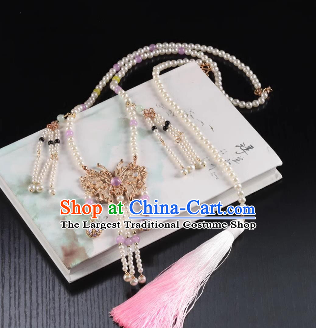 Traditional Chinese Ming Dynasty Necklet China Hanfu Hair Jewelry Handmade Ancient Princess Necklace