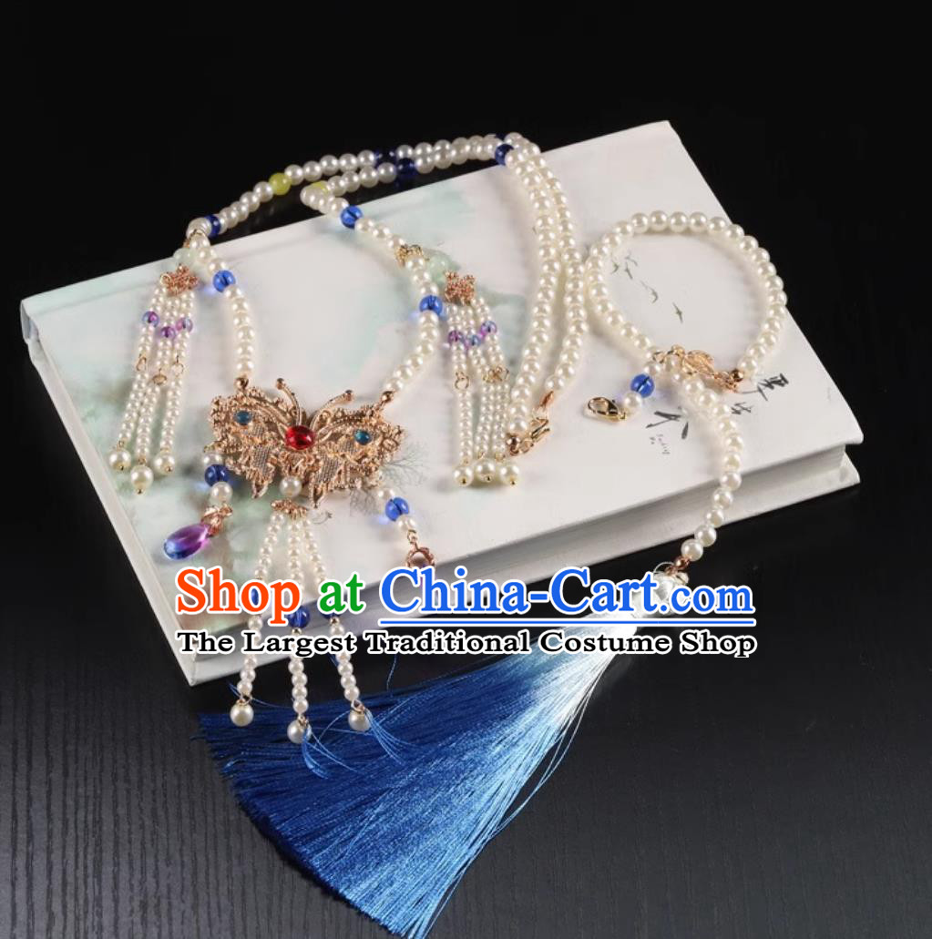Traditional Chinese Ming Dynasty Necklet China Hanfu Hair Jewelry Handmade Ancient Princess Necklace