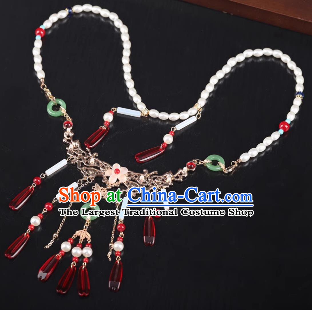 Handmade Ancient Princess Necklace Traditional Chinese Ming Dynasty Necklet China Hanfu Hair Jewelry