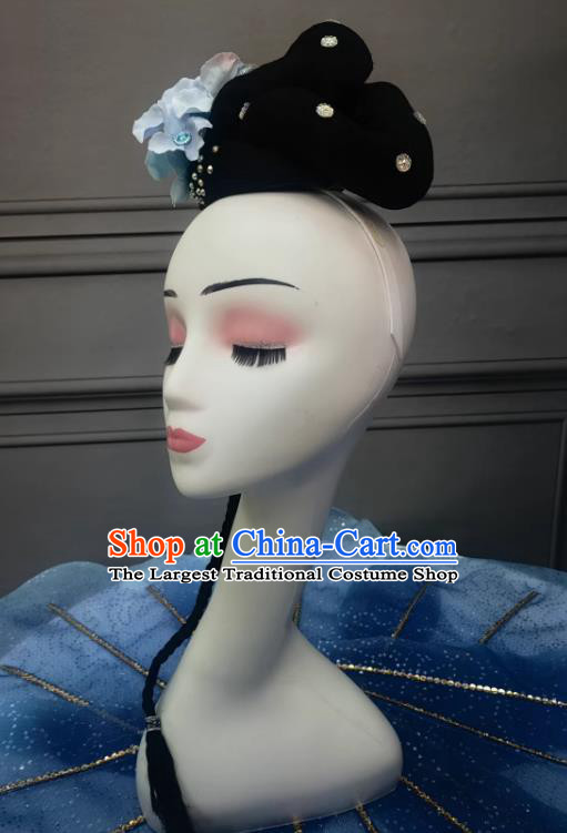 Handmade China Classical Dance Headdress Chinese Hanfu Dance Wig Headpieces