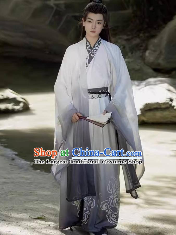 China Travel Photography Jin Dynasty Scholar Costume Traditional White Hanfu Outfit Ancient China Young Childe Clothing