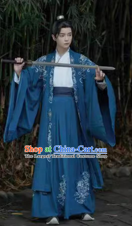 China Travel Photography Jin Dynasty Male Costume Traditional Hanfu Ancient China Wuxia Swordsman Clothing