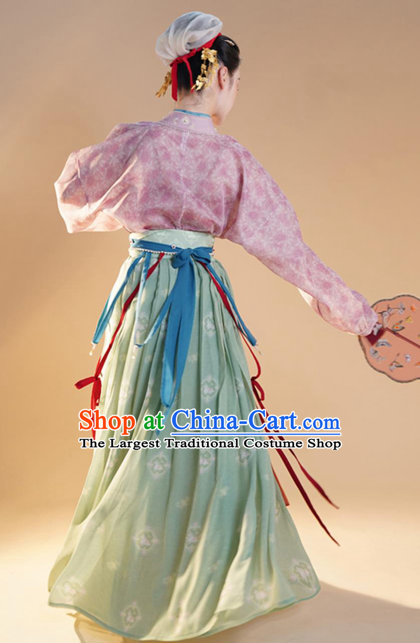 Chinese Ming Dynasty Female Dress Ancient China Court Woman Clothing Traditional Hanfu Blouse Top and Skirt Complete Set