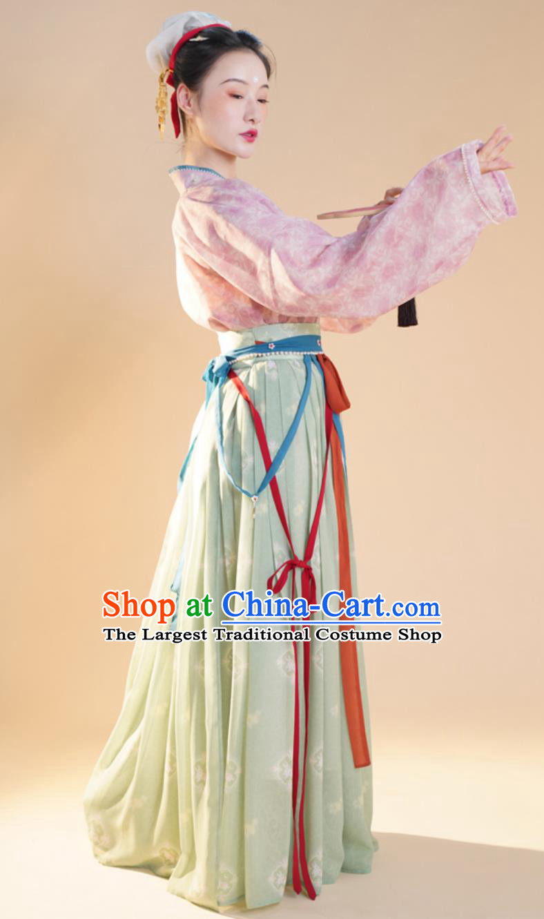 Chinese Ming Dynasty Female Dress Ancient China Court Woman Clothing Traditional Hanfu Blouse Top and Skirt Complete Set