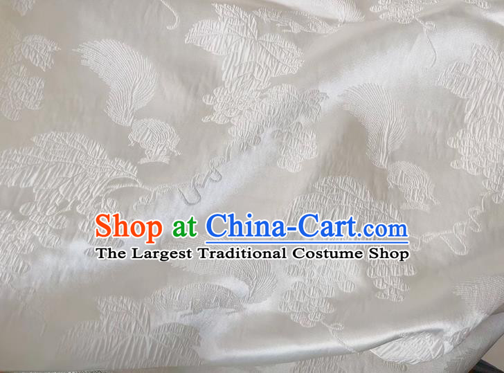 Chinese Qipao Fabric Classical Squirrel Grape Pattern Jacquard Material Traditional Design White Satin