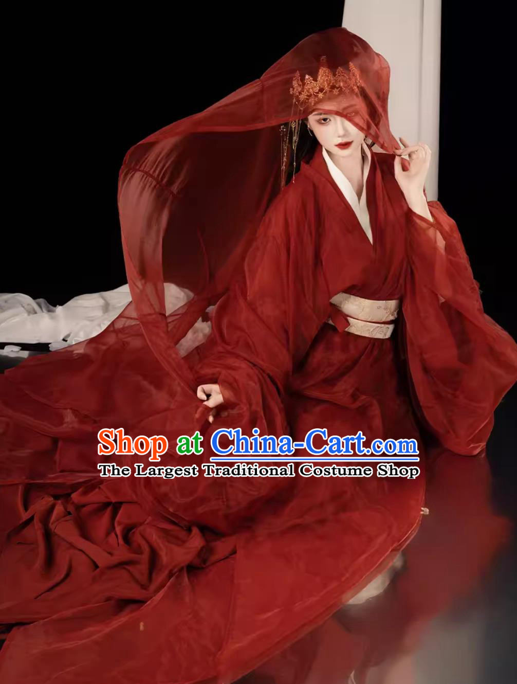 Chinese Ancient Bride Red Dress China Travel Photography Clothing Traditional Wedding Hanfu Warring States Robe