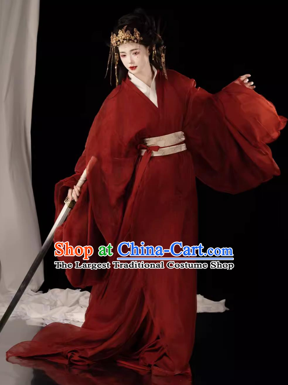 Chinese Ancient Bride Red Dress China Travel Photography Clothing Traditional Wedding Hanfu Warring States Robe