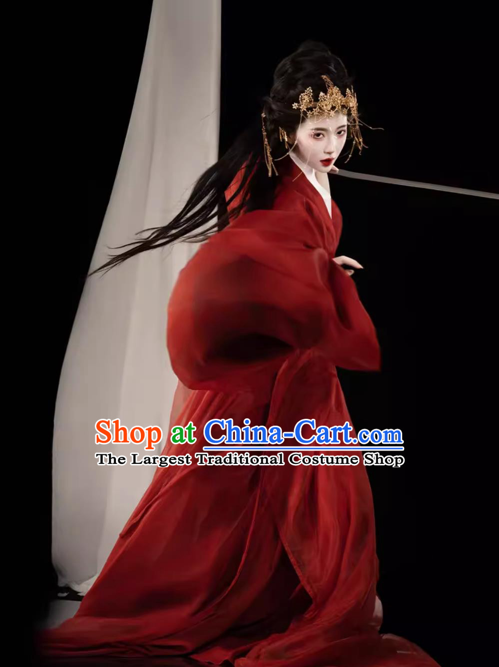 Chinese Ancient Bride Red Dress China Travel Photography Clothing Traditional Wedding Hanfu Warring States Robe