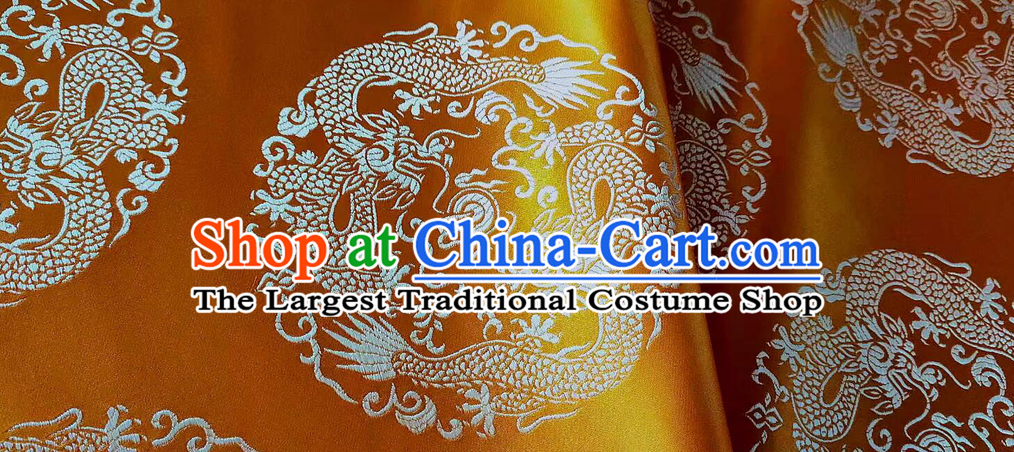Chinese Royal Dragon Pattern Design Golden Brocade Fabric Tibetan Robe Cloth Asian Traditional Satin Material