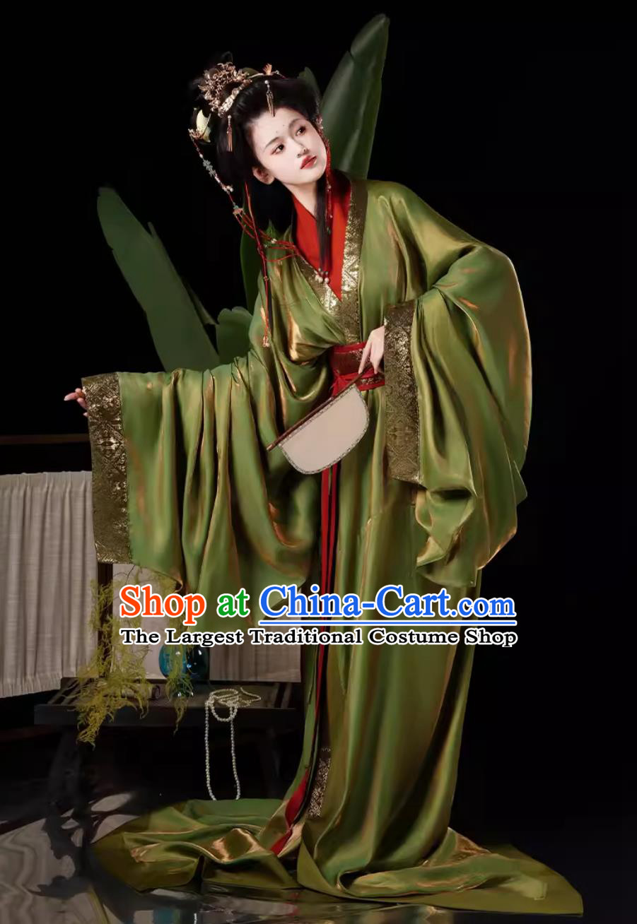 Chinese Travel Photography Clothing Traditional Hanfu Green Warring States Robe Ancient Princess Costumes Complete Set