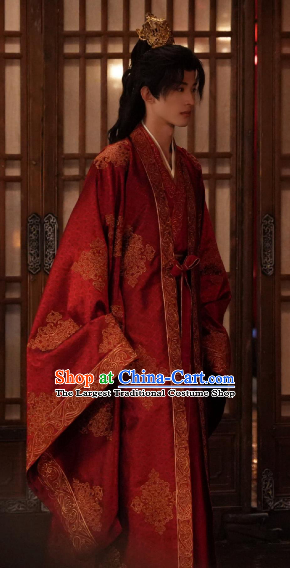 Ancient China Noble Prince Red Clothing TV Series A Journey To Love Marquess Li Tong Guang Wedding Costume