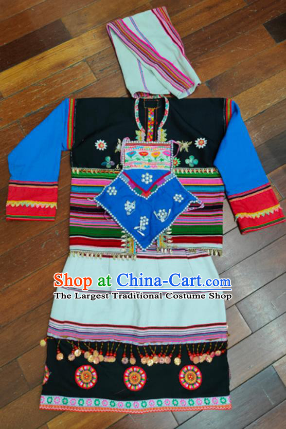 China Jino National Minority Woman Clothing Yunnan Travel Photography Outfit Traditional Chinese Jinuo Ethnic Festival Costume