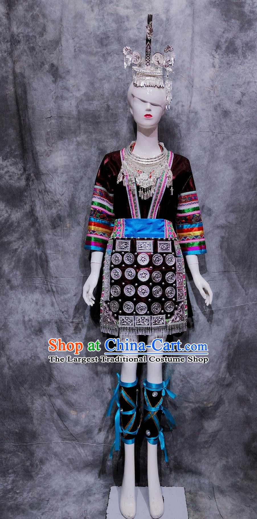 Traditional Guizhou Travel Dress Chinese Ethnic Dance Costume China Dong National Minority Woman Clothing