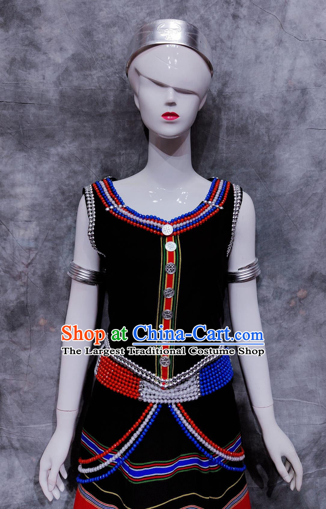 China Wa National Minority Woman Clothing Traditional Yunnan Travel Festival Dress Chinese Va Ethnic Khaleeji Dance Costume