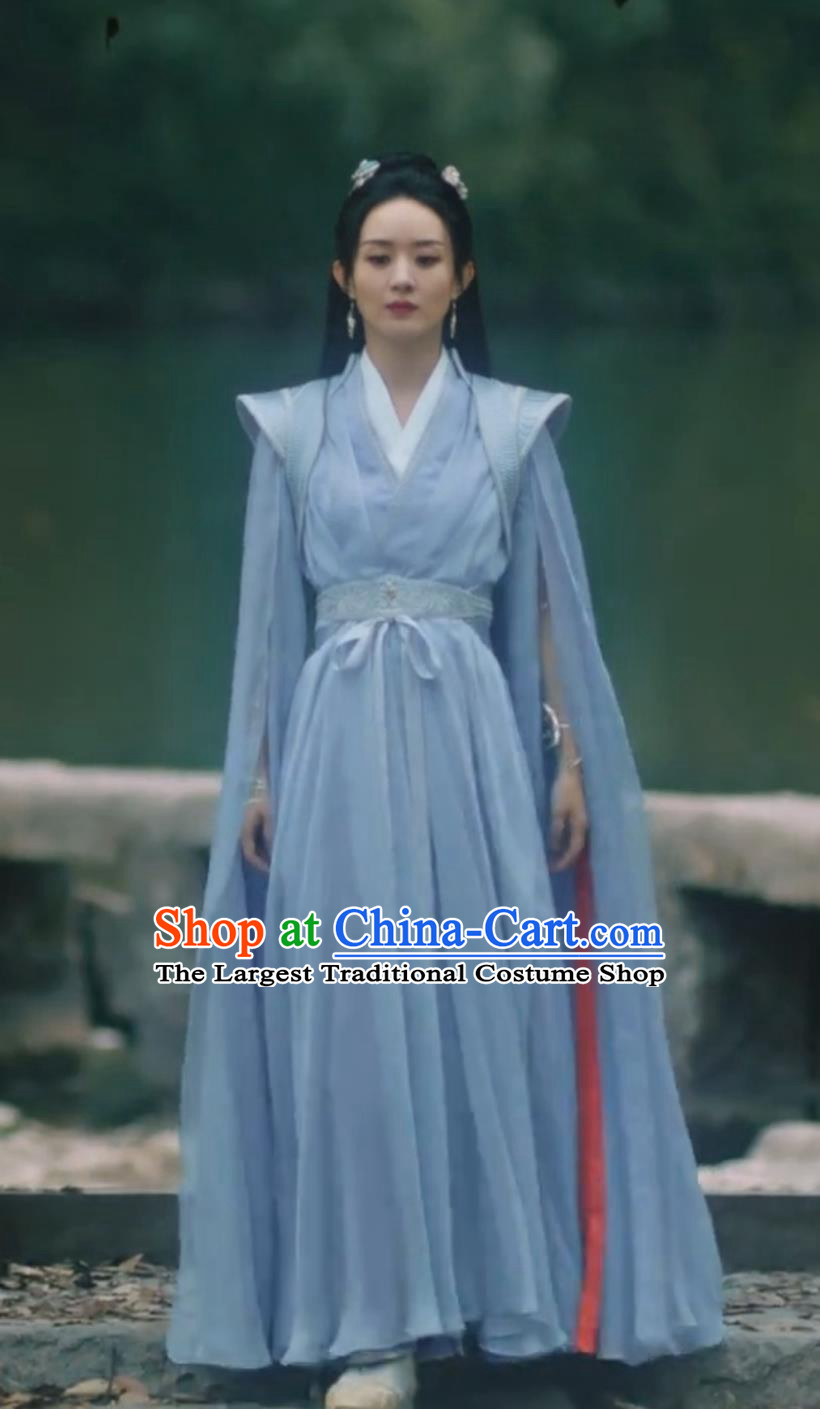Chinese TV Series The Legend Of Shen Li Swordswoman Blue Clothing Ancient China Female General Garment Costume