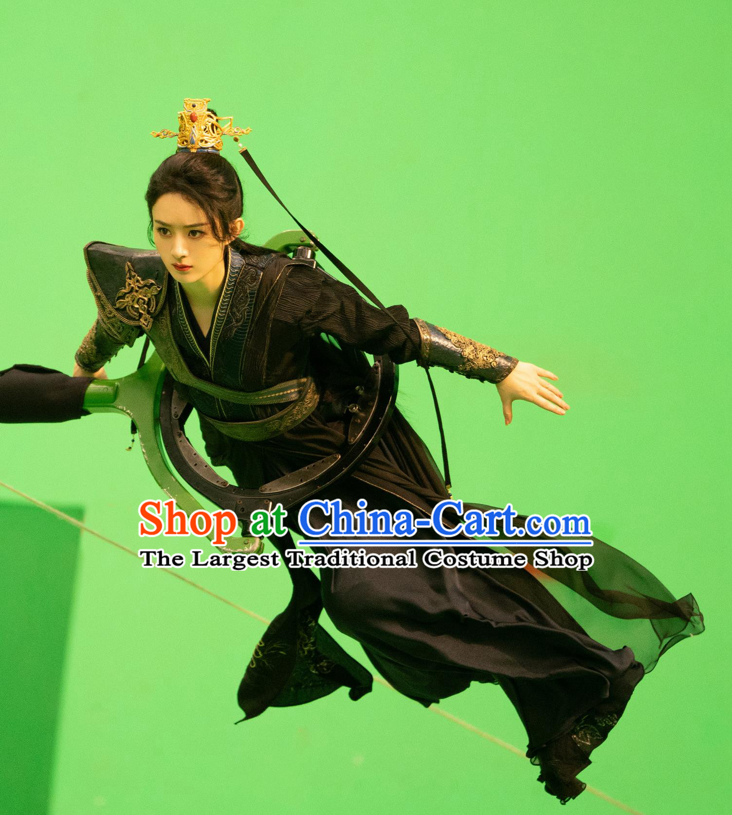 Ancient China Super Heroine Garment Costume Chinese TV Series The Legend Of Shen Li Female General Goddess Black Clothing