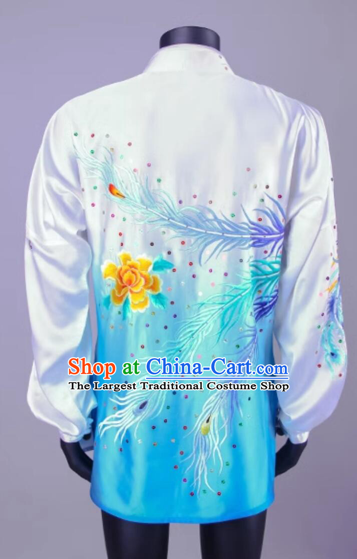 Top Embroidered Tai Chi Suit Chinese Kung Fu Taiji Costume Pure Silk Wushu Uniform
