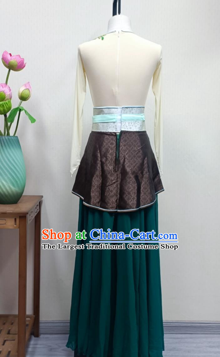 China Classical Dance Clothing Chinese Han Tang Dance Jia Ming Xing Costume Women Group Performance Green Dress