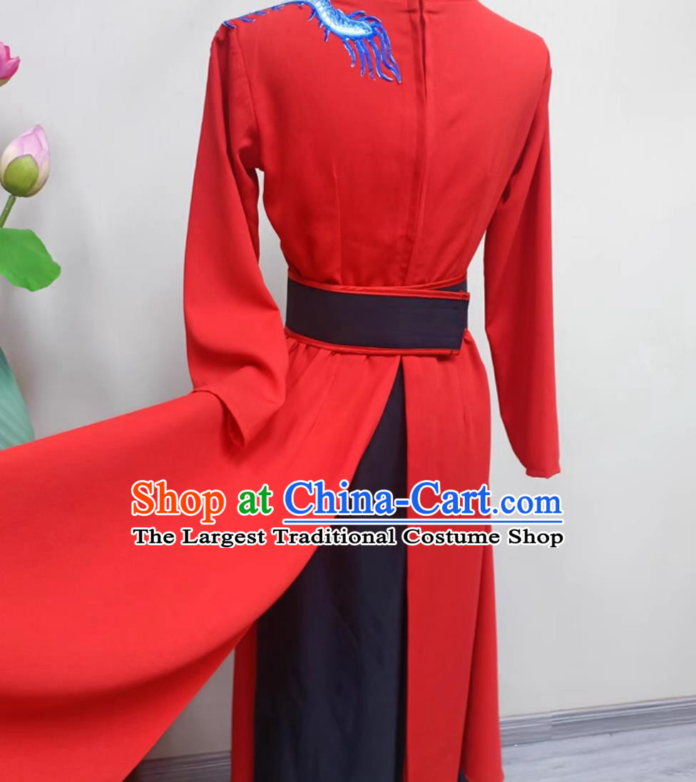 China Sword Dance Clothing Chinese Classical Dance Xue Long Yin Costume Women Group Performance Red Dress