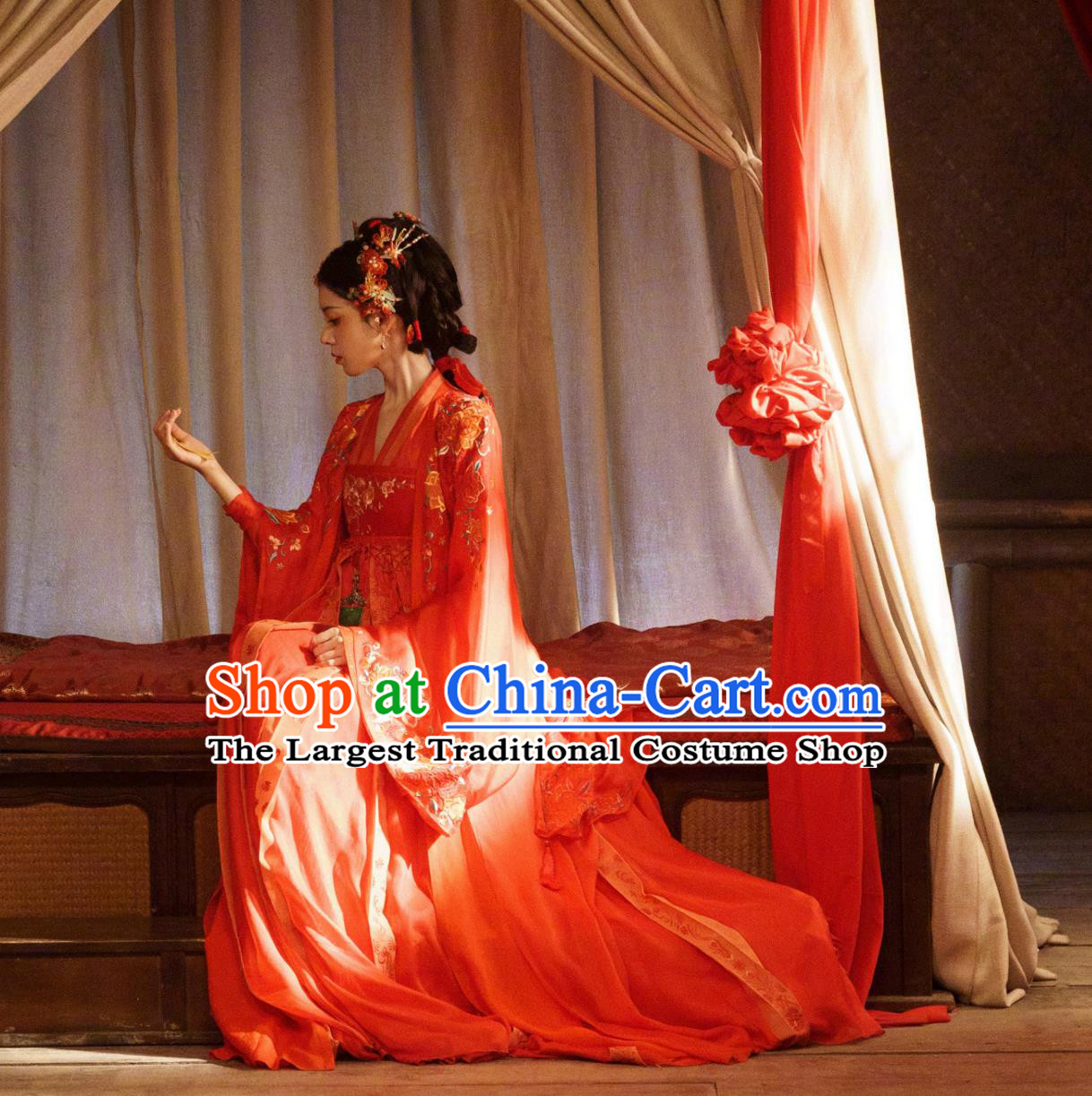 Ancient China Wedding Clothing Chinese TV Series Fox Spirit Matchmaker Red Moon Pact Captress Lv Jian Wen Red Dress
