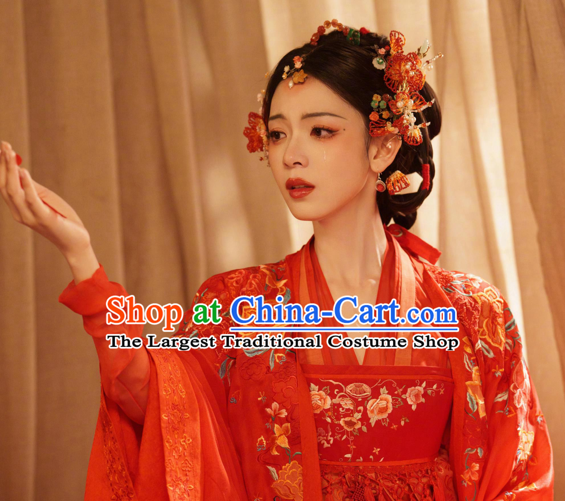 Ancient China Wedding Clothing Chinese TV Series Fox Spirit Matchmaker Red Moon Pact Captress Lv Jian Wen Red Dress