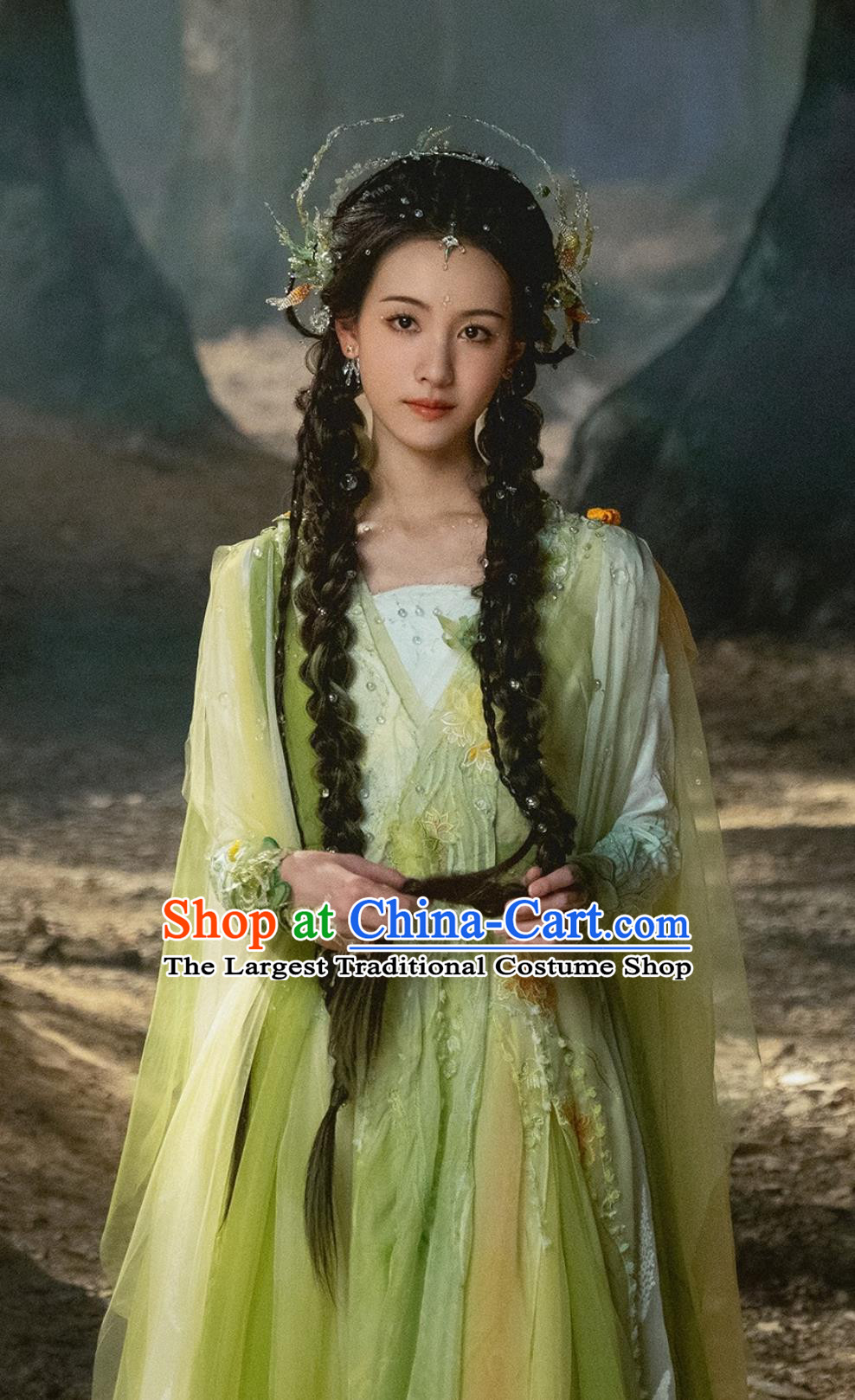 Ancient China Fairy Clothing Chinese TV Series Fox Spirit Matchmaker Red Moon Pact Yue Ti Xia Green Dress