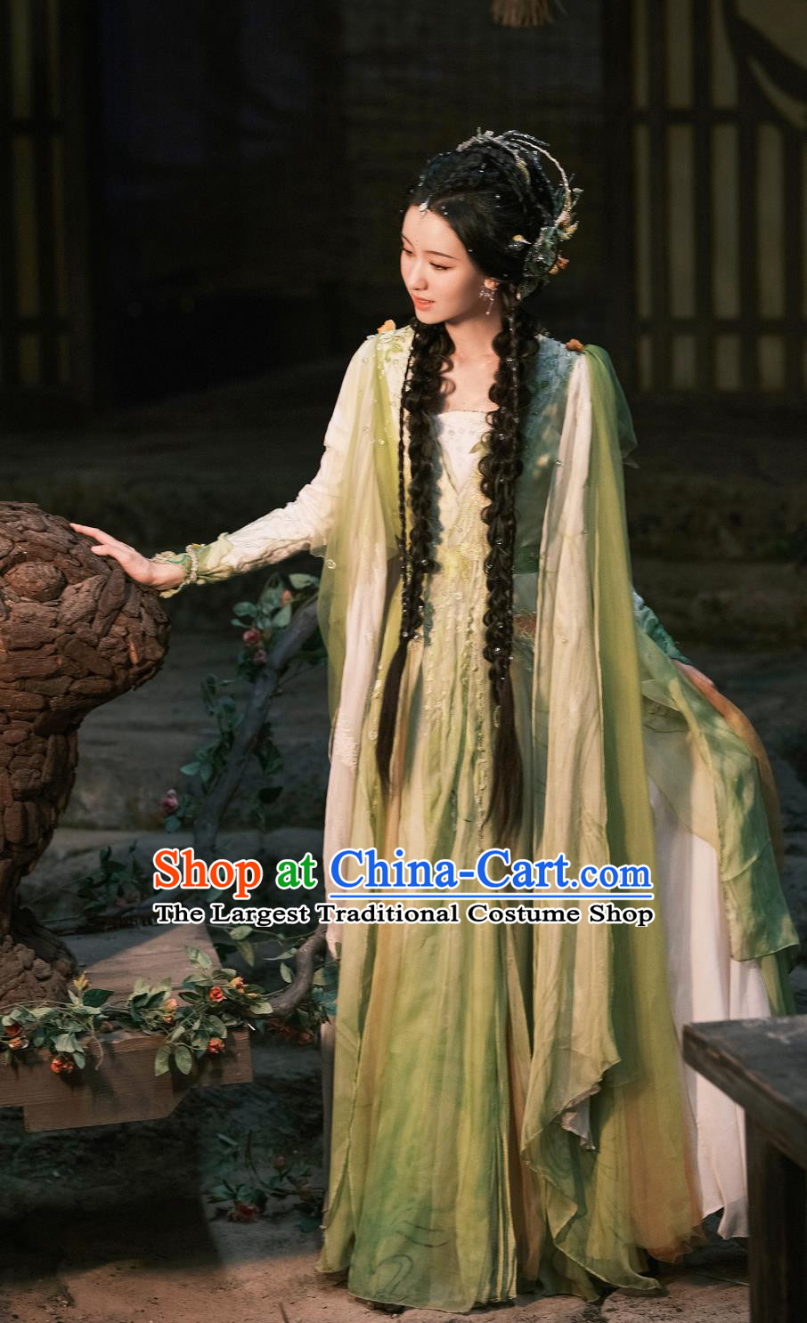 Ancient China Fairy Clothing Chinese TV Series Fox Spirit Matchmaker Red Moon Pact Yue Ti Xia Green Dress