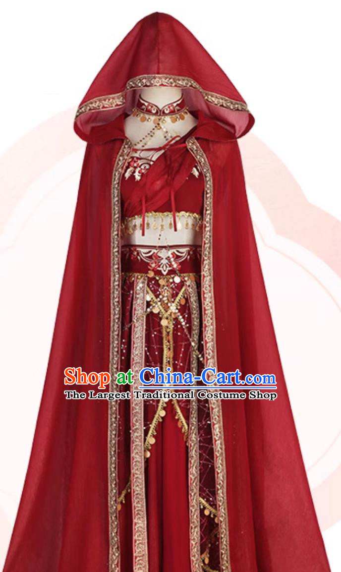 China Dunhuang Feitian Dance Costumes Chinese Flying Apsaras Hanfu Red Dress Complete Set