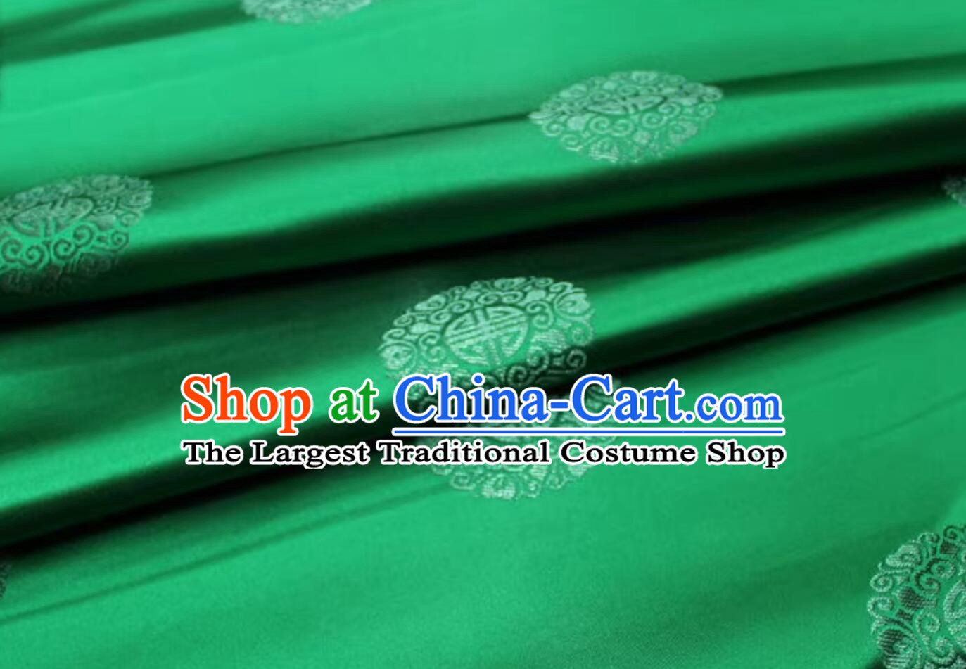 Chinese Classical Lucky Pattern Design Green Brocade Fabric Traditional Satin Tang Suit Silk Material
