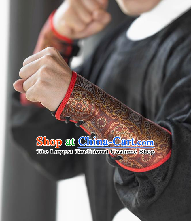 Chinese Ming Dynasty Red Armguard Ancient China Warrior Wrist Bands Traditional Hanfu Accessories