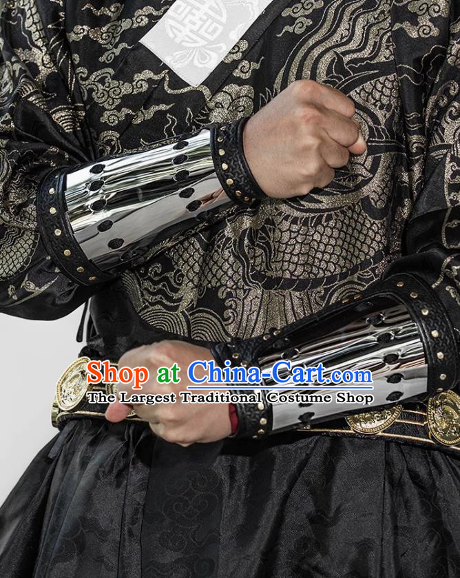 Traditional Hanfu Accessories Chinese Ming Dynasty Stainless Steel Armguard Ancient China Warrior Wrist Bands