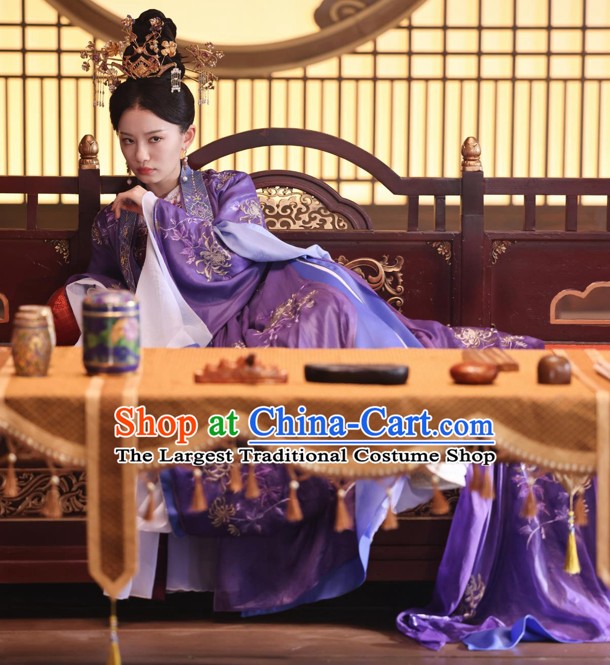 TV Drama Lost You Forever Empress Chenrong Yin Yue Costume Ancient China Court Woman Clothing Traditional Chinese Purple Hanfu Dress