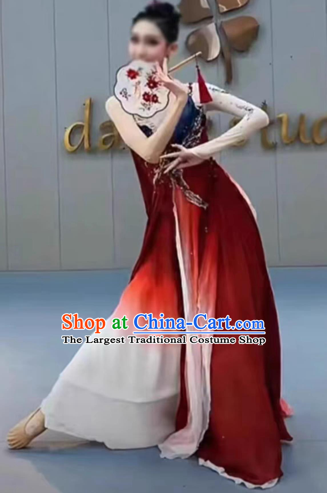 Top Dance Contest Woman Solo Dance Costume Chinese Classical Dance Yi Hong Zhuang Red Dress