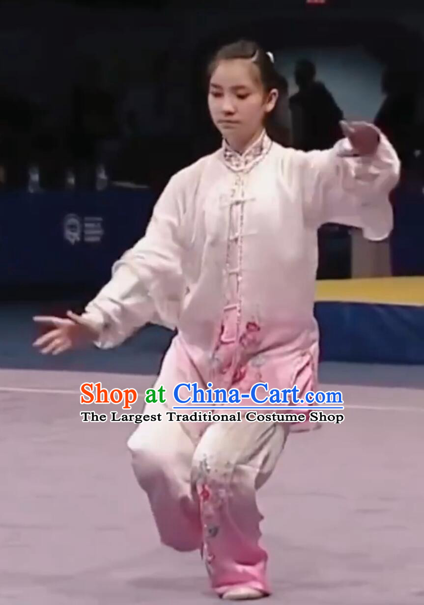 Top China Wushu Uniform Embroidered Tai Chi Suit Chinese Kung Fu Competition Clothing