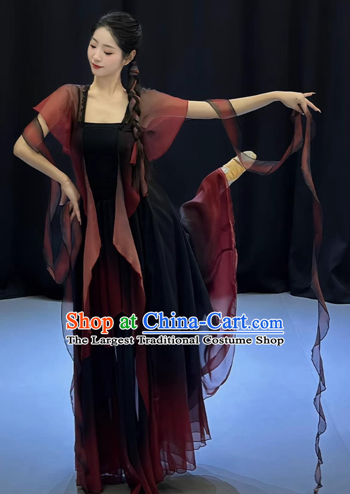 Traditional Chinese Dance Costume Women Solo Dance Clothing Classical Dance Black Butterfly Dress