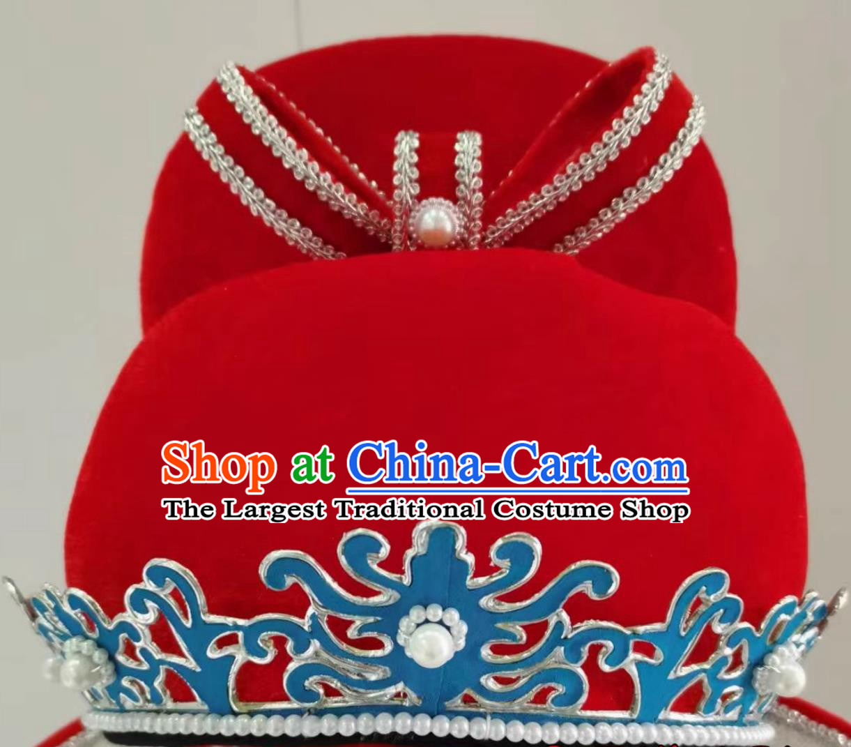 Chinese Beijing Opera Groom Headgear Handmade Traditional Opera Scholar Red Hat China Beijing Opera Xiaosheng Headwear