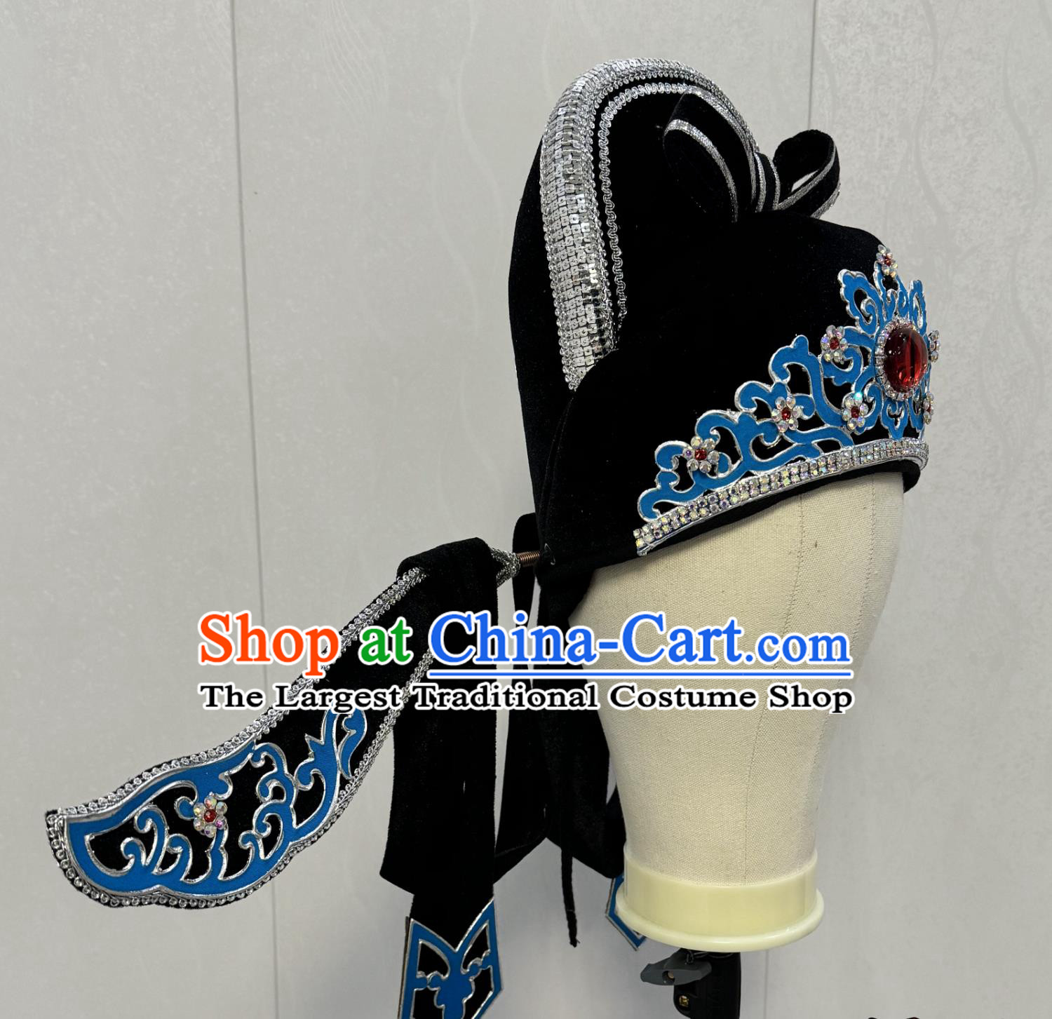 Handmade Chinese Beijing Opera Xiaosheng Hat China Shaoxing Opera Scholar Headgear