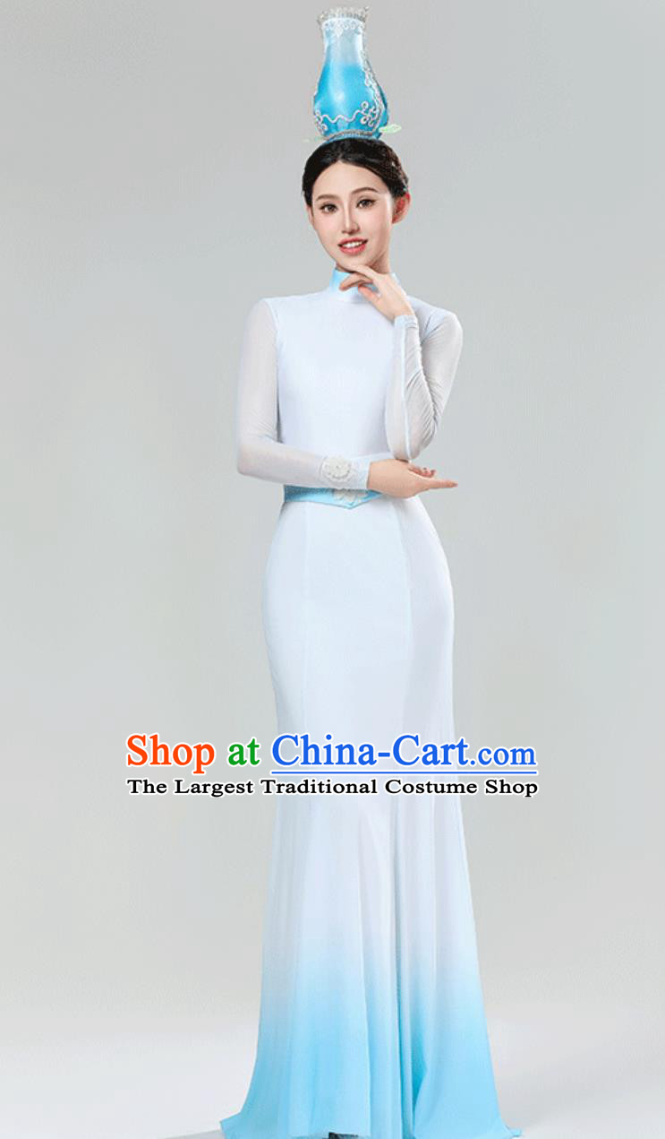 China Spring Festival Gala Performance Dress Modern Dance Costume Porcelain Shadows Women Group Dance Clothing