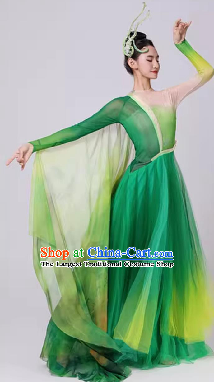 China Classical Dance Costume Ta Ge Xing Women Group Dance Clothing Chinese Spring Festival Gala Stage Performance Green Hanfu Dress