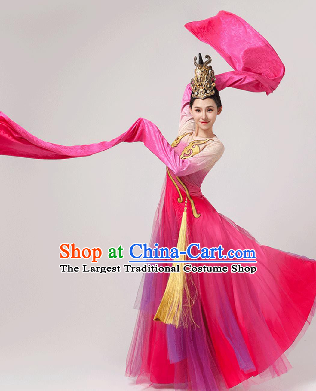 Chinese Classical Dance Clothing Spring Festival Gala Stage Performance Pink Dress China Long Sleeve Dance Costume