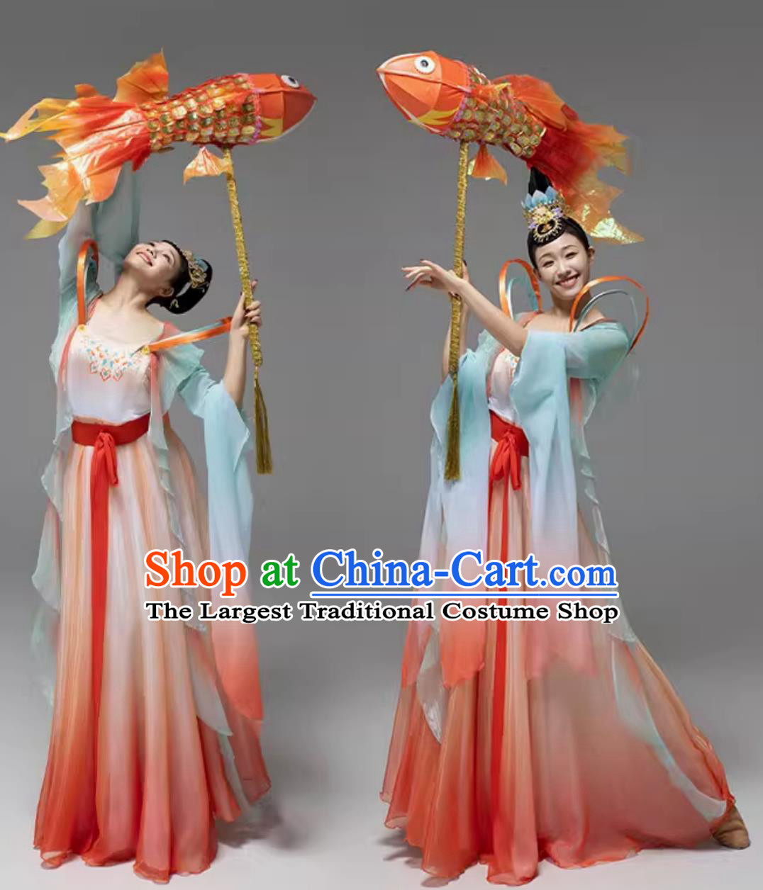 Women Group Stage Performance Clothing Chinese Han Tang Dance Costume Fish Lantern Dance Dress