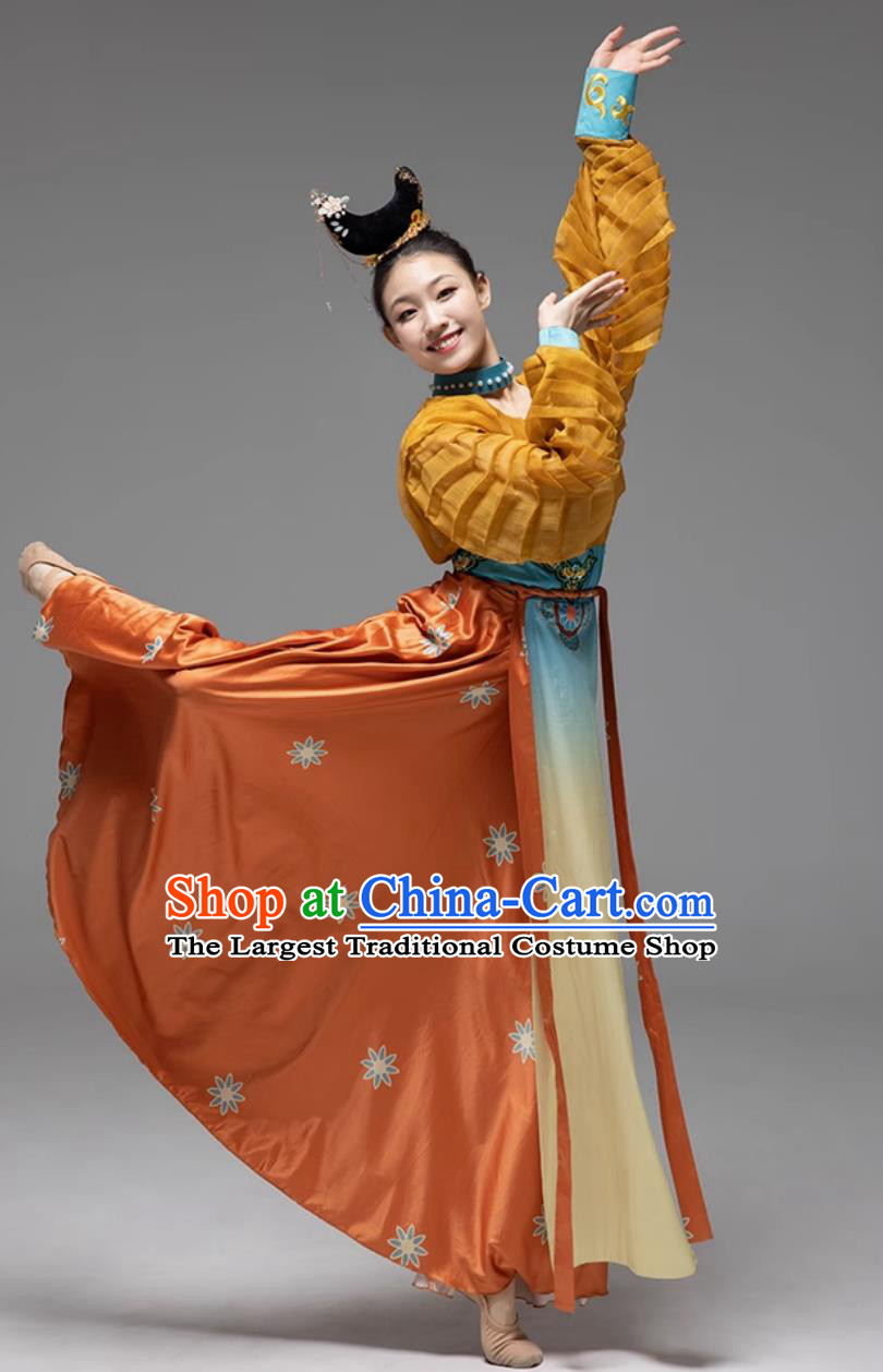 Chinese Tang Dance Costume Lantern Dance Dress Women Group Stage Performance Clothing