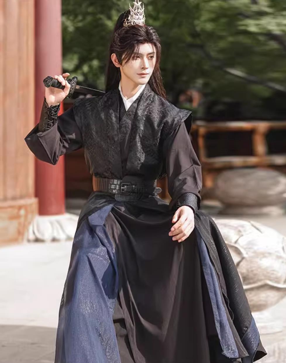 Hanfu Ancient Costume Cosplay Swordsman Black Outfit Chinese Wuxia Knight Clothing