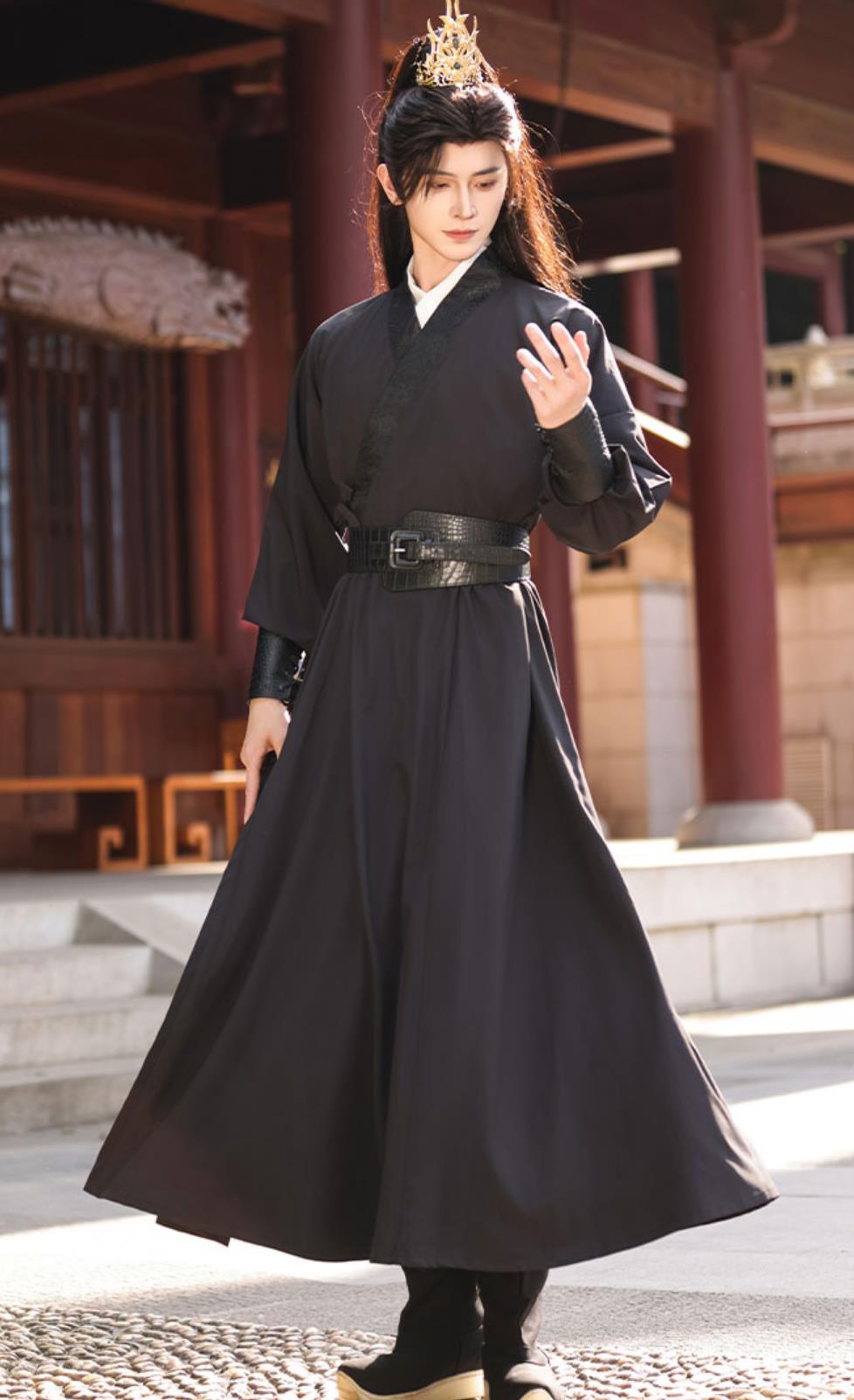 Hanfu Ancient Costume Cosplay Swordsman Black Outfit Chinese Wuxia Knight Clothing