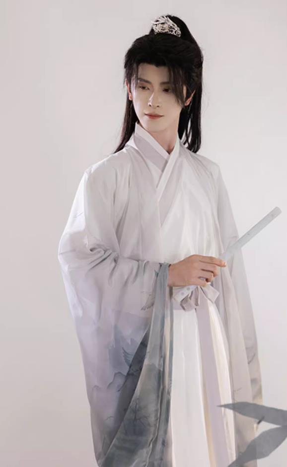 Men Hanfu Chinese Jin Dynasty Young Childe Costume Ancient Scholar Da Xiu Shan Robe Complete Set